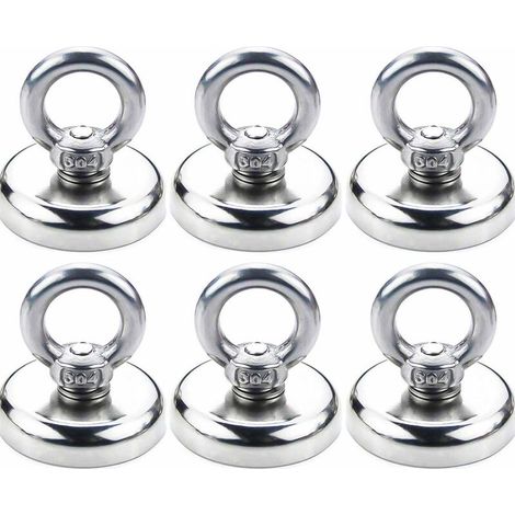 Magnetic Hooks Neodymium Magnet Magnetic Hooks Magnets Magnet with Powerful Hook Attraction force 32KG Diameter 32 mm (6 Pack) (1/5)