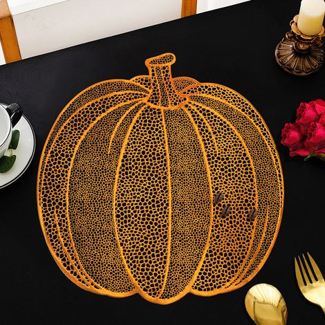 Sets de table citrouille, lot de 3, sets de table récolte, sets de table d'automne, sets de table pour Thanksgiving, écologique (1/5)