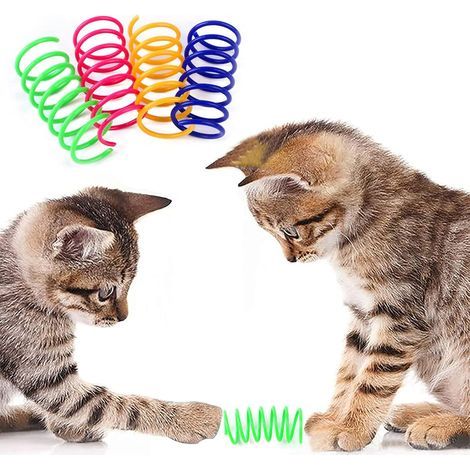Set of 4 Colorful Spring Cat Toys, Interactive Cat Toys, Flexible Jumping Toys, Cat Chew Toys