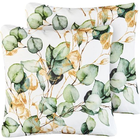 Set di 2 cuscini da giardino per esterni con motivo a foglie 45x45 cm Multicolore Glade