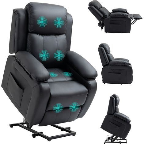 HOMCOM Riser and Recliner Chair Power Lift Recliner with Remote, Black (1/5)