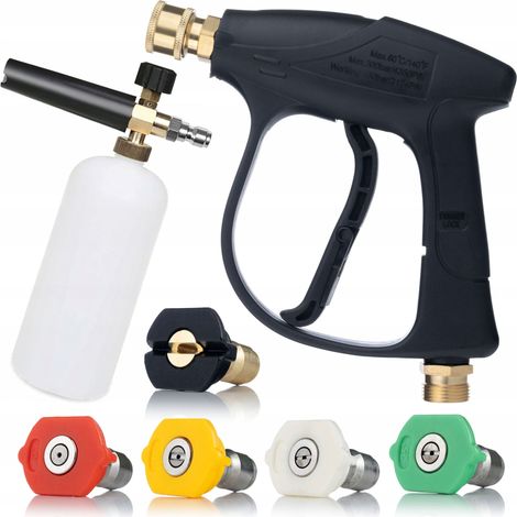 Set Pistola per Idropulitrice 4350PSI 22mm – 5 Ugelli + Schiumogeno 1000ml  Alta Pressione, Ergonomia, Durata  Accessori Pulizia