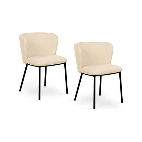 Le Quai Des Affaires – Lot de 2 chaises tissu bouclettes beige – Dimensions 47x48x76 cm – Piétement métal noir – Hauteur d'assise 48 cm (1/5)