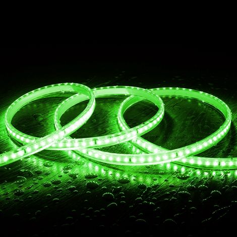 Tira LED Regulable 220V SMD 120 LED/m Color 8.5W/m Ancho 12mm Corte 20cm IP65 a Medida Verde 25 m