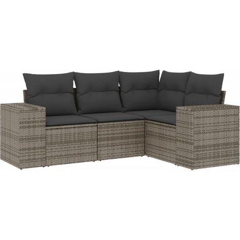 Maison Exclusive - 4-tlg. Garten-Sofagarnitur mit Kissen Grau Pol