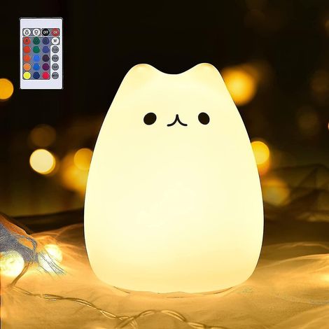 Lampe chat, veilleuse pour chambre d'enfant, lampe de table chaton kawaii pour bébé et tout-petit (1/5)