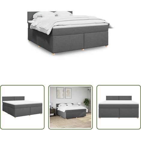 vidaXL Taschenfedern - Boxspringbett mit Matratze Dunkelgrau 180x200 cm Stoff (1/5)
