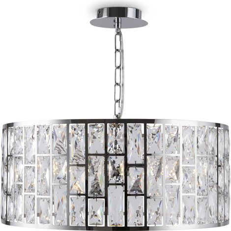 Lampadario A Sospensione Moderno Gelid Metallo Cromo Cristallo 4 Luci E27 60W (1/5)