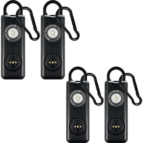 Alarme rechargeable, alarme de poche personnelle, 130 dB, porte-clés de sécurité, signal clignotant LED, sirène d'urgence - Lot de 4 (1/5)