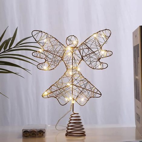Ange Cimier de Noel pour Sapin Topper d\'arbre de Noël Cimier de Sapin de Noël Scintillant Pointe de Sapin Ange Lumineuse à Piles (1/4)