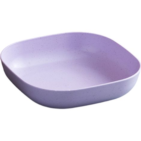 1 assiette plate carrée, en plastique, violette, 15x15x3,5 cm, pour fruits et sauces (1/5)