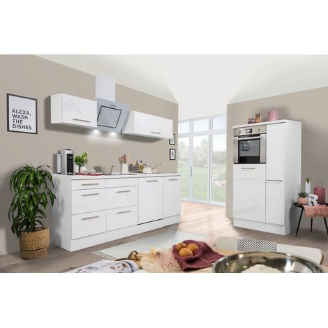 Cuisine Kitchenette Bloc cuisine blanc Amanda 310 cm Respekta Premium
