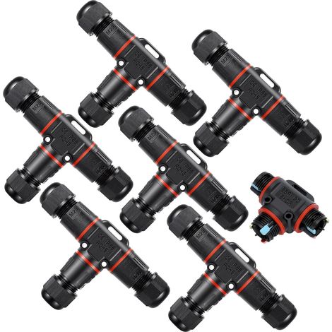 6 pièces Connecteur Etanche, Connecteurs de câble étanches 3 fils, pour diamètre de câble Ø3-12 mm, Connecteurs IP68 Raccord Electrique Etanche, Forme de T (1/5)