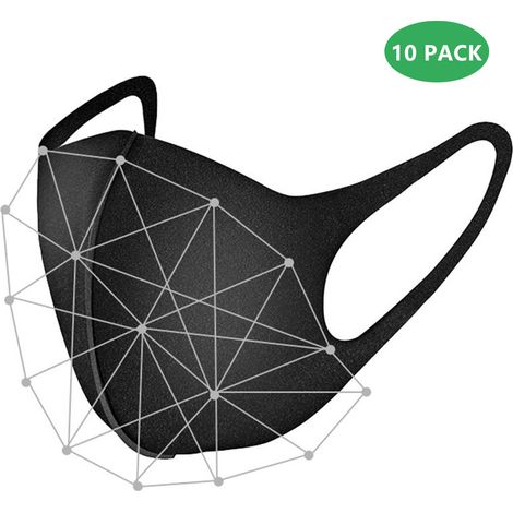 Masque facial en coton aérien réutilisable, confortable et respirant, anti-poussière et anti-brouillard, noir, taille 3D, 1 pièce (1/5)