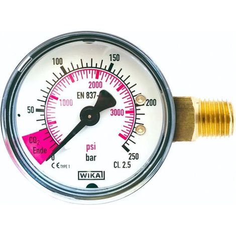 Manomètre indicateur de contenu CO2 avec zone rouge pour fin de cylindre, filetage intérieur 1/4 pouce compatible régulateurs
