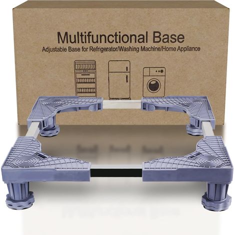 Support Machine à Laver Réglable 43-61cm, Pieds Antivibration pour Réfrigérateur, Rehausseur Universel avec Kit de Superposition Lave-Linge Sèche-Linge (1/5)