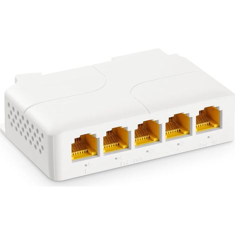 Extendeur poe Gigabit 5 ports répéteur IEEE 802.3 af/at/bt 90 W, commutateur PoE 10/100/1000 Mbps, mural et montage sur rail DIN (1/5)