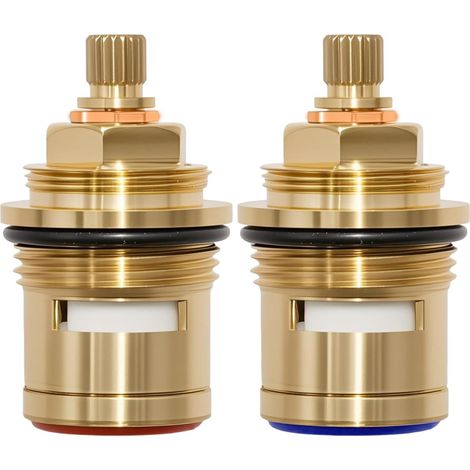 Lot de 2 cartouches à disque en céramique 3/4, remplacement pour robinet intérieur chaud et froid, cartouche en laiton quart de tour 50 mm 20 dents (1/5)