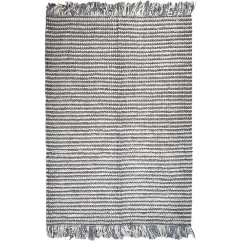 Tapis 140 x 200 cm texturé gris clair et blanc avec franges – SOHO (1/5)