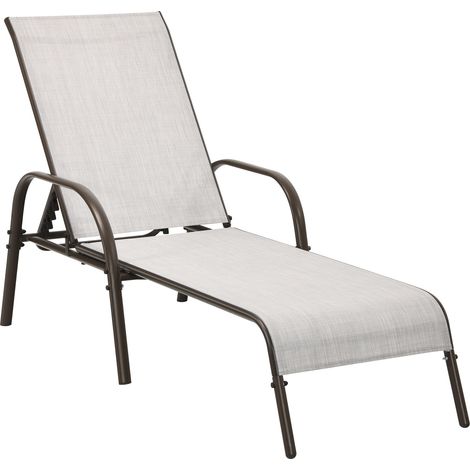 COSTWAY Versatile Chaise Lounge Chair with 5 Adjustable Positions-Grey (1/5)