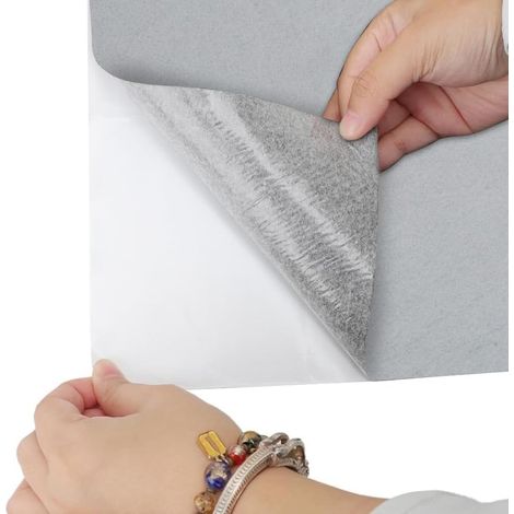 feutre autocollant gris argenté 2mm, 40 x 220 cm, tapis feutrine adhésif, tissu de feutre autocollant, adhesive felt pads, revêtement intérieur (1/5)