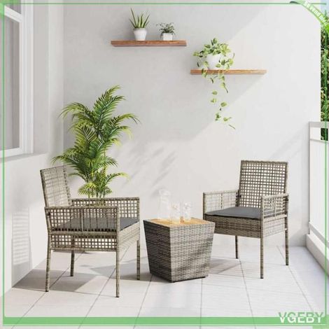 Ensemble bistro de jardin - Modèle FAF7291712451546 - Poly rotin - Gris - Résistant aux intempéries (1/5)