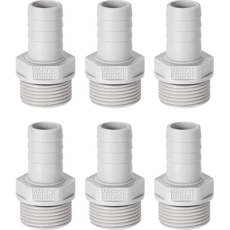 Adaptateur raccord flexible PVC 6mm 15/64" Barbillon x1/8" G tuyau mâle 6Pcs 3/4"G x 16mm (1/5)