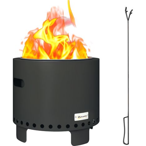Dark Grey Smokeless Steel Fire Pit with Poker for Garden (1/5)