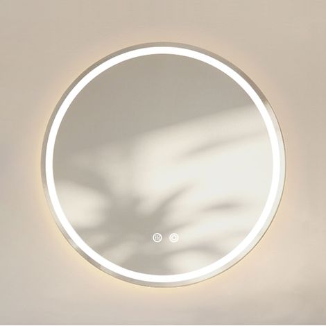 Specchio bagno rotondo 60x60 cm in vetro argentato con LED antiappannamento - MEUBLIV (1/5)
