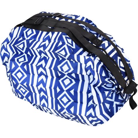 Sacs à dos élégants, pliables, réutilisables et écologiques pour faire les courses et voyager (bleu et blanc) (1/5)