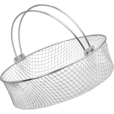 Cestello per friggere in acciaio inox con manico forato, adatto per friggitrici ad aria. (1/5)