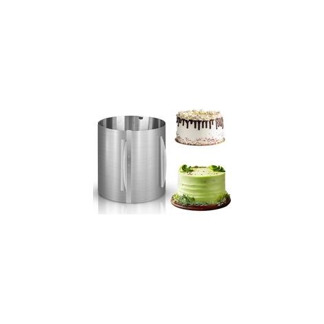 Círculo de repostería, altura 20 cm, diámetro ajustable para pasteles de 16 a 30 cm, molde redondo para pasteles, anillos para pasteles para postres de mousse de fresa