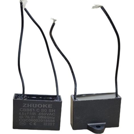Lot de 5 condensateurs de démarrage extra-larges CBB61 4,5 µF 450 V avec fils, pour ventilateurs/climatiseurs/unités extérieures haute puissance et équipements lourds, diamètre 55 mm, 85 °C.
