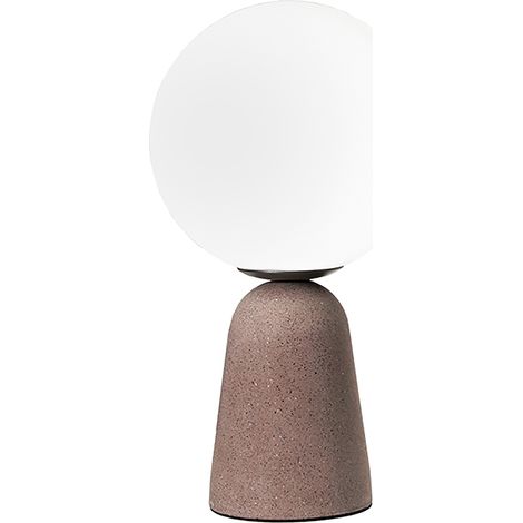 KANTAN - Lampada da tavolo e parete in cemento rosso con sfera in vetro soffiato satinato, attacco E14 IP20 - Rossini Illuminazione (1/4)