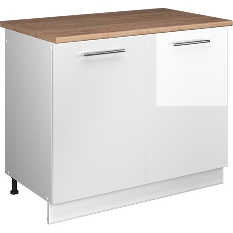 Mobile lavello cucina Fame-Line, Bianco lucido/Bianco, 100 cm, PL Rovere, Vicco (1/5)