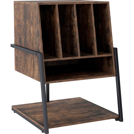 COSTWAY Record Player Stand Turntable Stand with Vinyl Storage Holder & Open Shelves Brown