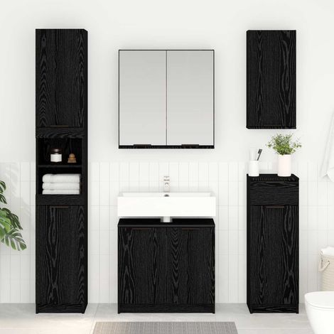 vidaXL  Bathroom Cabinet  Black Oak 64.5 x 33.5 x 59 cm Engineered Wood