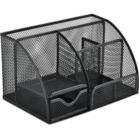 Boîte de rangement à 7 compartiments - Étagère de rangement - Meuble de rangement métallique - Avec tiroirs - Matériau : Métal - Noir (1/5)