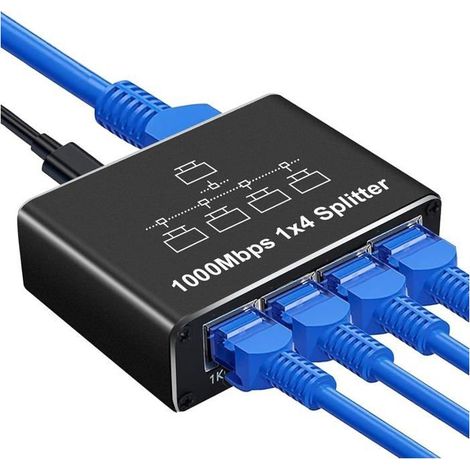 Switch Ethernet 4 Port,Switch RJ45 Splitter 1000 Mbps,Switch Réseau Double RJ45 pour Ordinateur,Hub,Commutateur,Routeur,etc (1/5)