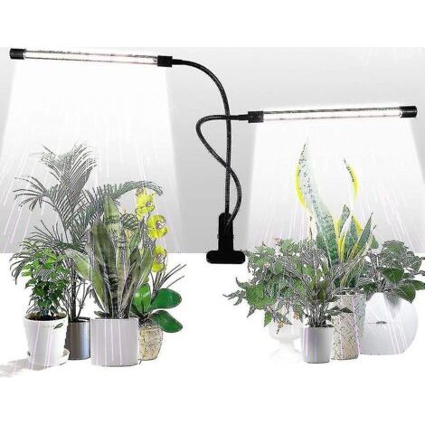 Lampe de croissance pour plantes, lumière du jour blanche 50 W, 84 LED, double tête à pince, minuterie 4/8/12 heures, 5 niveaux d'intensité, réglable (1/5)