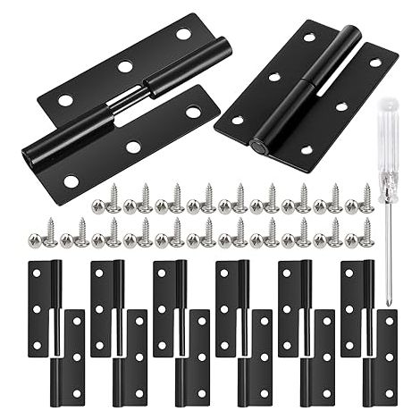 41 Pièces Charnière Plate Set Charnières Amovibles en Fer Petite Charniere Noires 62x37x1.5MM Comprenant 8 Charnière Porte avec 32 Vis et 1 Tournevis pour Armoires Portes Fenêtres (1/5)