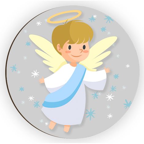 Lupia - Calamita, MAGNETI in Legno Set da 24 PEZZI D.4,5 cm ANGEL BOY con decorazione stampata, segnaposto ricordino regalo, bomboniera confettata, pensierino anniversario, evento (1/4)