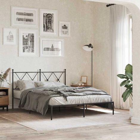 Cadre de lit en métal avec tête de lit noir 140 x 190 cm, sans matelas, 20.4kg - PANGIVO (1/5)