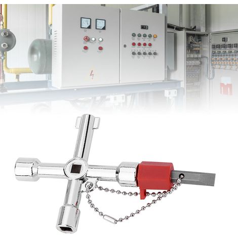 Clé en croix universelle multifonctionnelle 4 voies avec embout, en alliage de zinc, pour plombiers et électriciens (1/5)