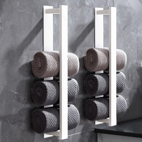 Handtuchhalter ohne Bohren, Edelstahl, gebürstet, 2er-Set, weiß (1/5)