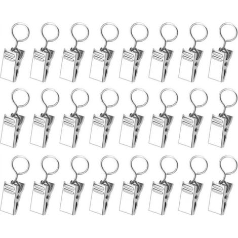 85 Pieces Metal Curtain Clips, Decorative Curtain Clips, Hanging Hooks, Closed Hook, Silver