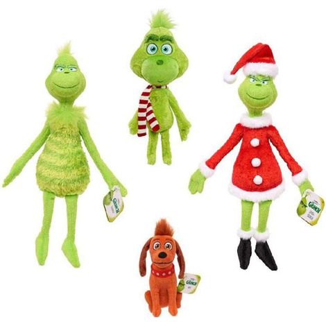 Peluche Grinch - Décoration De Noël En Peluche - Jouet En Peluche Vert Pour Intérieur - Lot De 4 Tailles Différentes