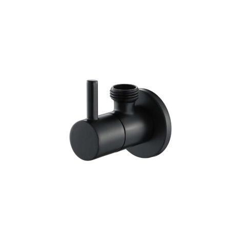 Válvula de grifo angular, AG, conexión de pared de 1/2" - Conexión de grifo de 3/8", con manija - Latón - Negro - Crezuo (1/4)