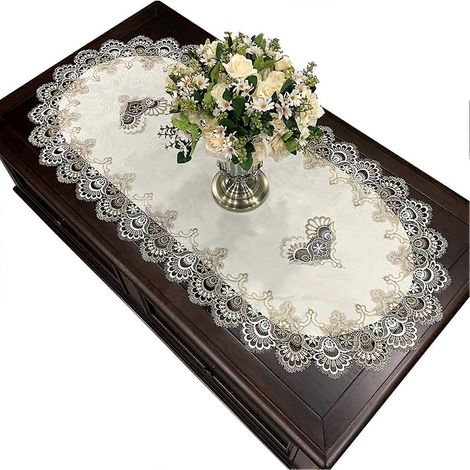 Nappe simple pour chaise de salle à manger ovale, décoration intérieure moderne en dentelle brodée (1/5)