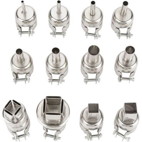 12-piece heat gun nozzle kit, 3 to 14 mm, various shapes, soldering station accessories, 850 steel repair tools (1/4)